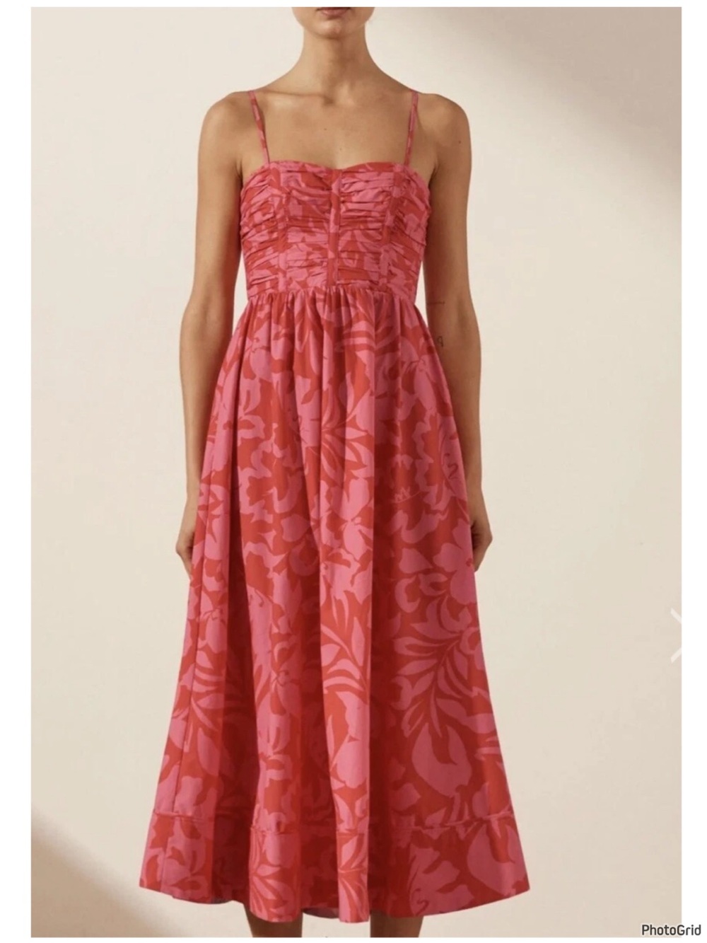 Shona Joy Antonia Ruched Panel Midi Dress US 8